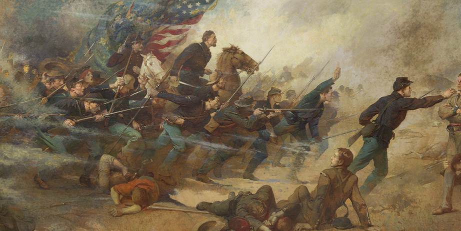 Painting of a Civil War battle scene.